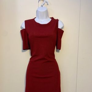 Topshop Red Cold Shoulder Casual Dress M